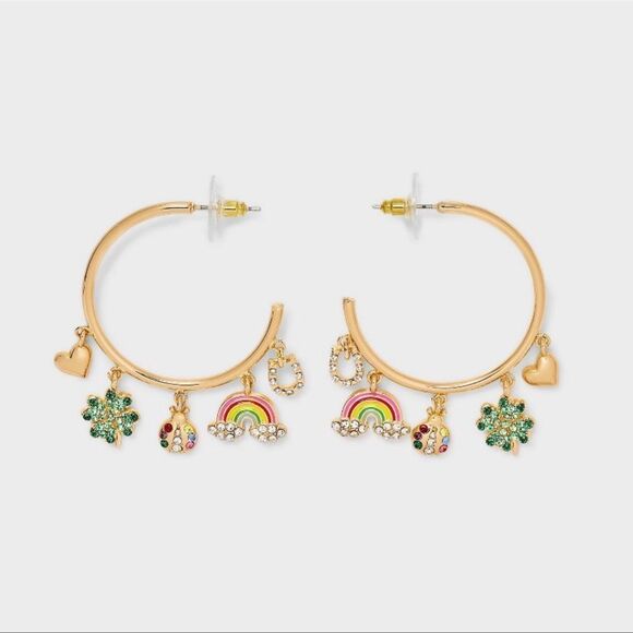 SUGARFIX by BaubleBar Lucky Charm Hoop Earrings – Fun & Colorful! - Picture 1 of 8